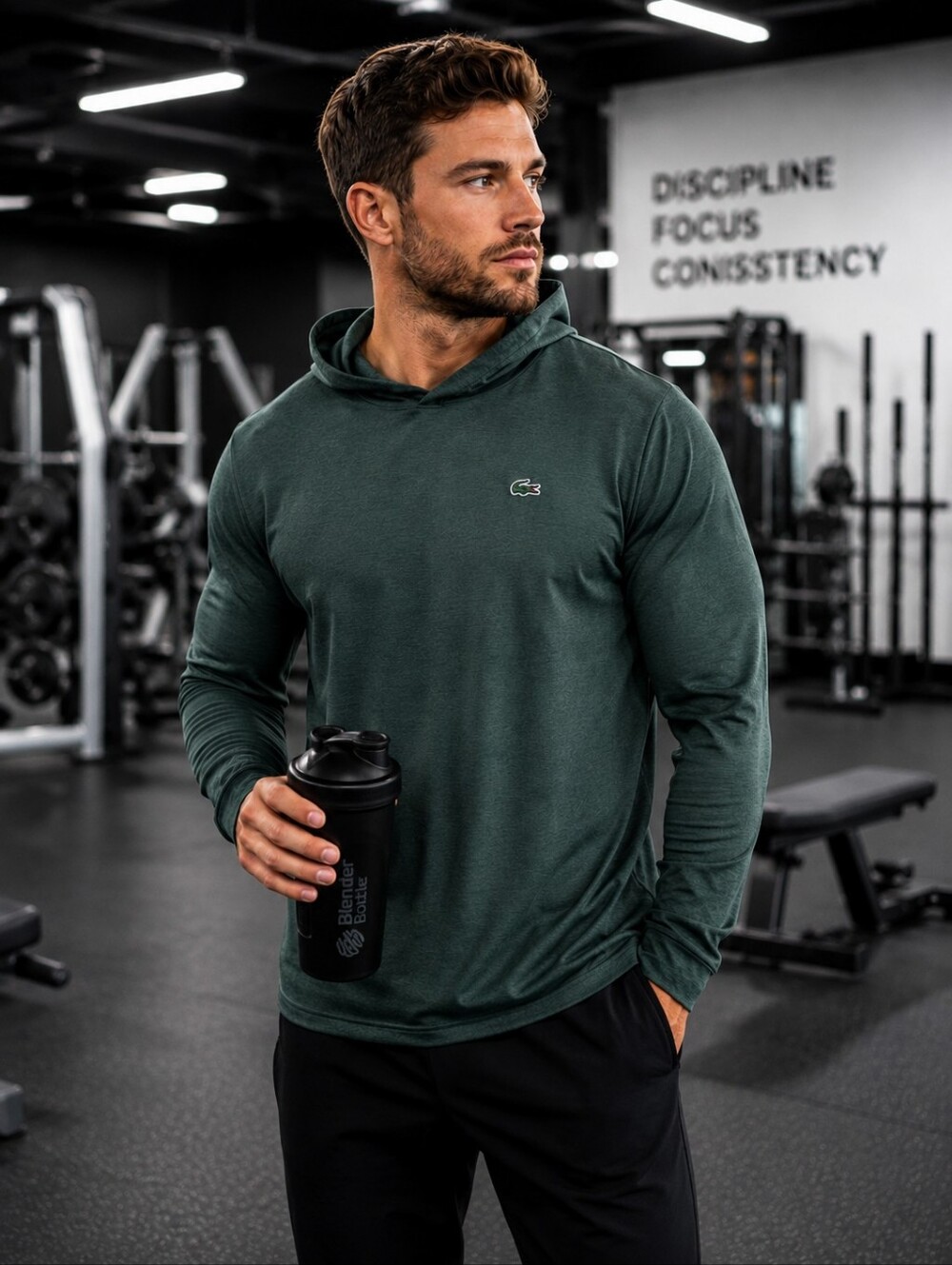 Lacoste Sport Green Performance Hoodie XXL Croc Logo Athletic Pullover